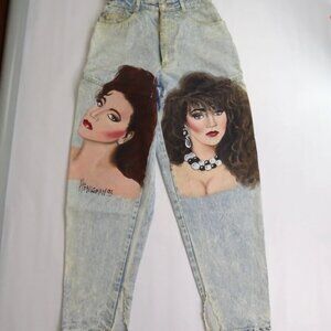 Jeans Hand Painted By Artist Jeans Woman Female Art Mural Vintage 93